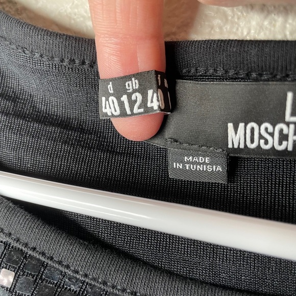 Love Moschino Sequins Sparkle Dress Women's Size 44 (US 8) Black Wide Sleeves - Picture 5 of 11